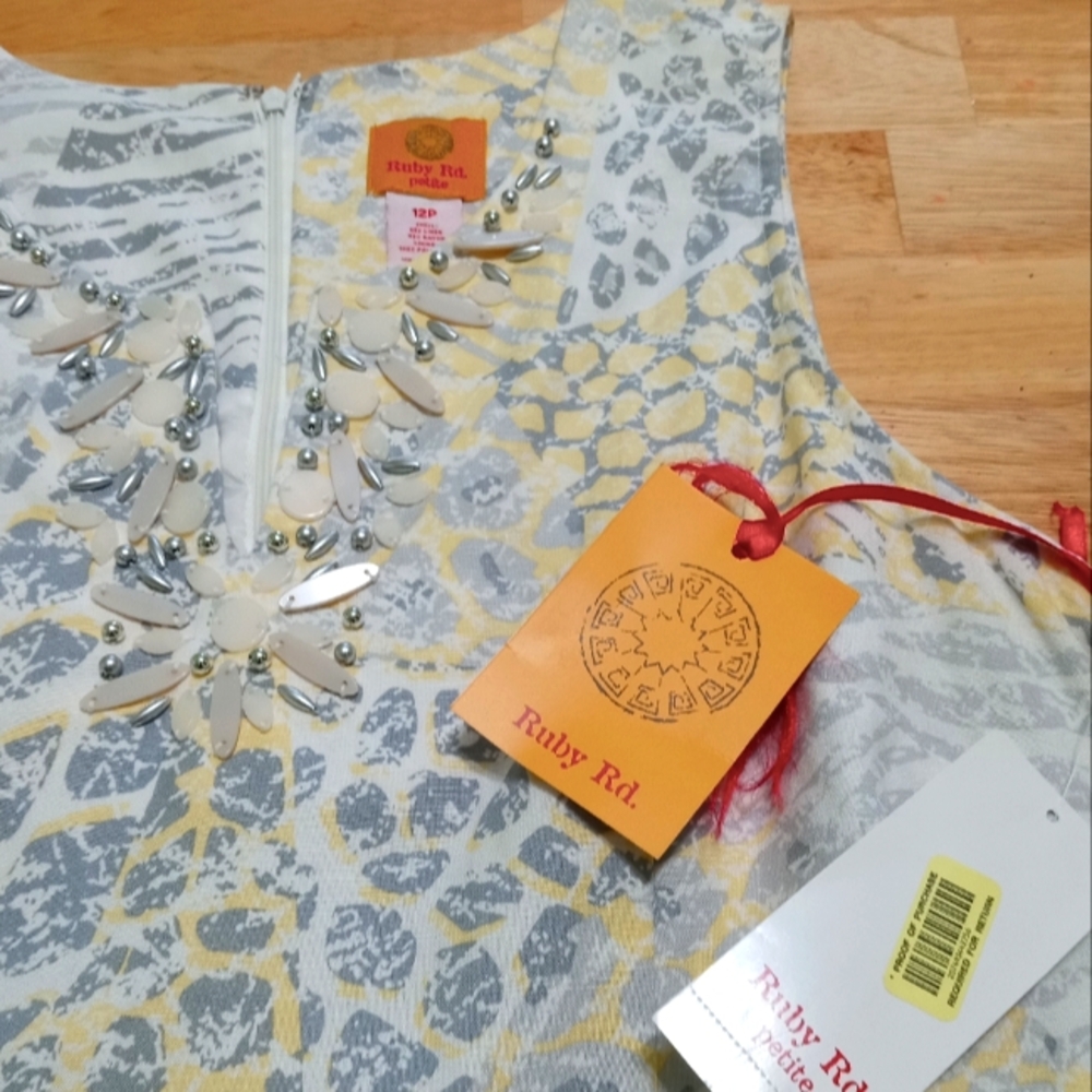 Ruby Rd. NWT Sleeveless Linen beaded sheath